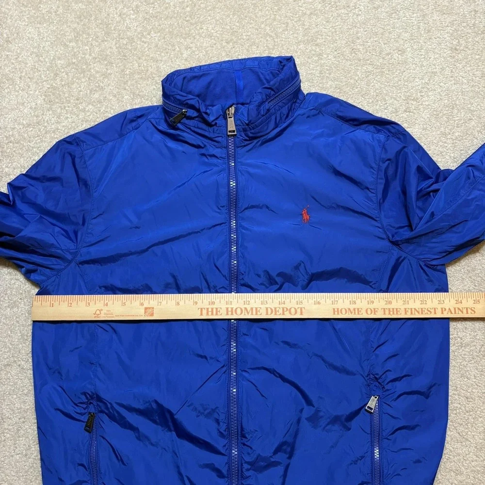 Polo Ralph Lauren Jacket Mens Large Blue Windbreaker Zip‎ Pockets Lightweight